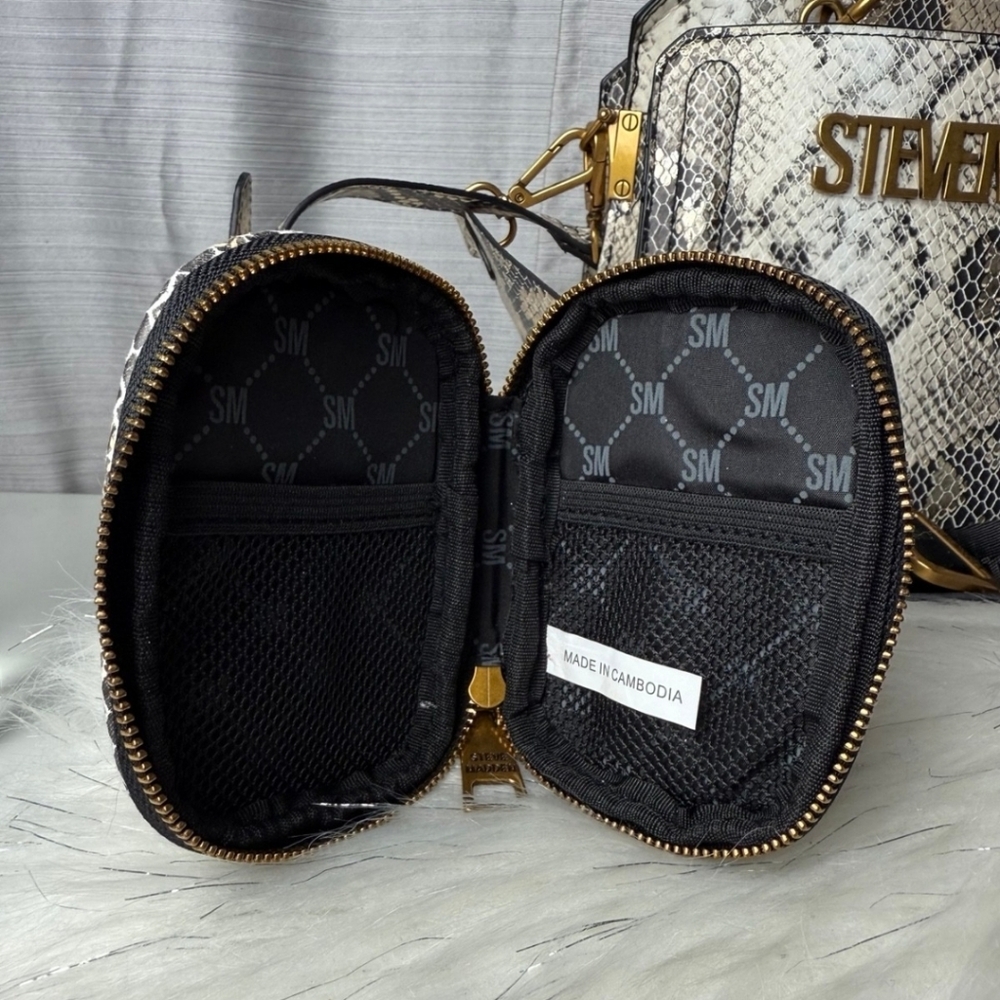 STEVE MADDEN Snakeskin Bevelyn Crossbody Satchel Bag - Picture 9 of 10